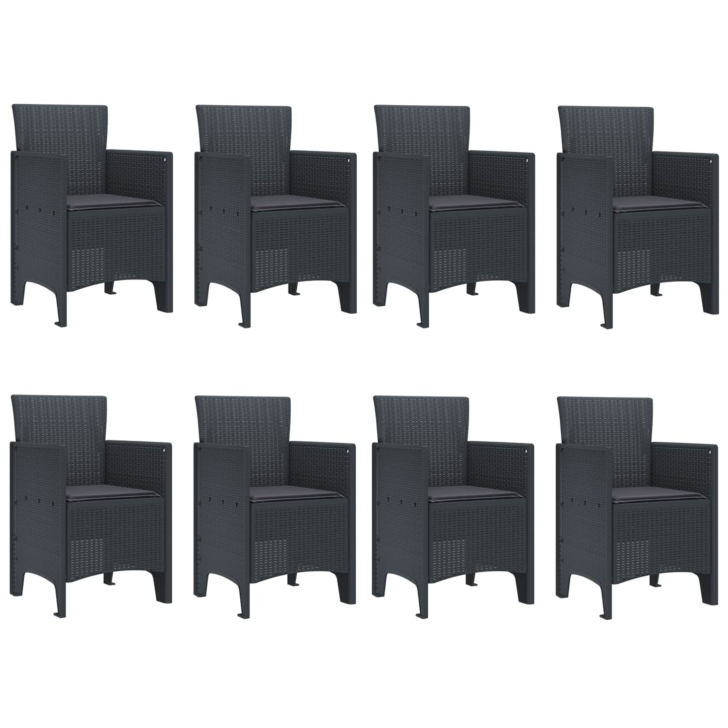 Set da Pranzo per Giardino 9 pcs Antracite Polipropilene