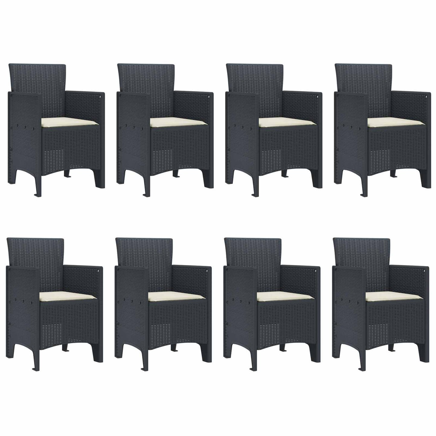 Set da Pranzo per Giardino 9 pcs Antracite Polipropilene
