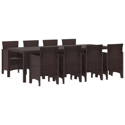 Set da Pranzo per Giardino 9 pcs Marrone Polipropilene