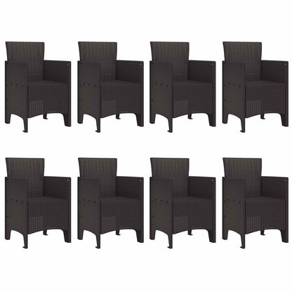 Set da Pranzo per Giardino 9 pcs Marrone Polipropilene