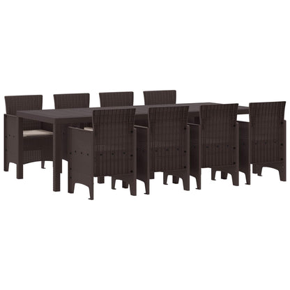 Set da Pranzo per Giardino 9 pcs Marrone Polipropilene
