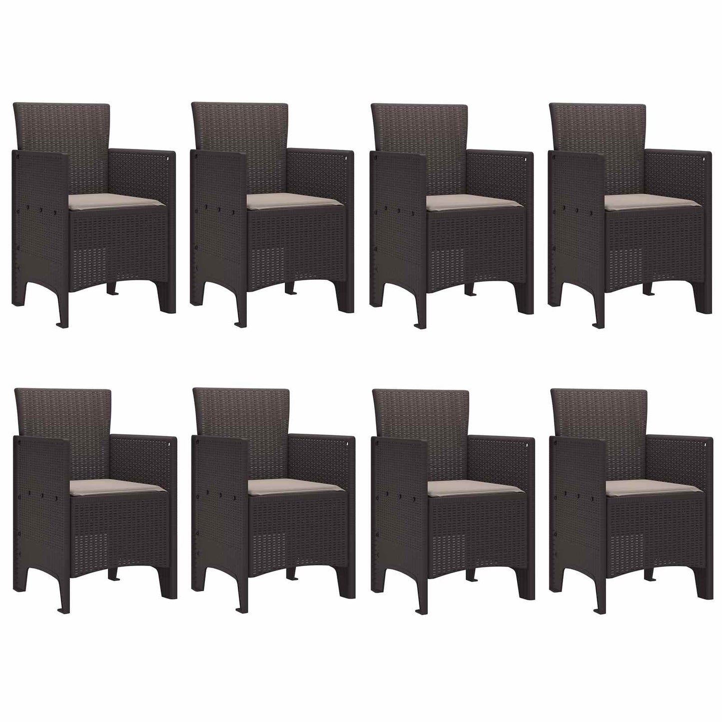 Set da Pranzo per Giardino 9 pcs Marrone Polipropilene