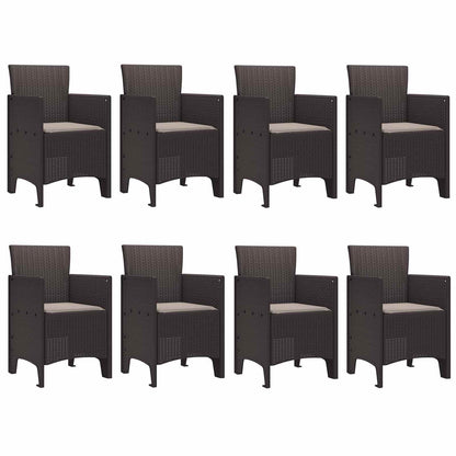 Set da Pranzo per Giardino 9 pcs Marrone Polipropilene