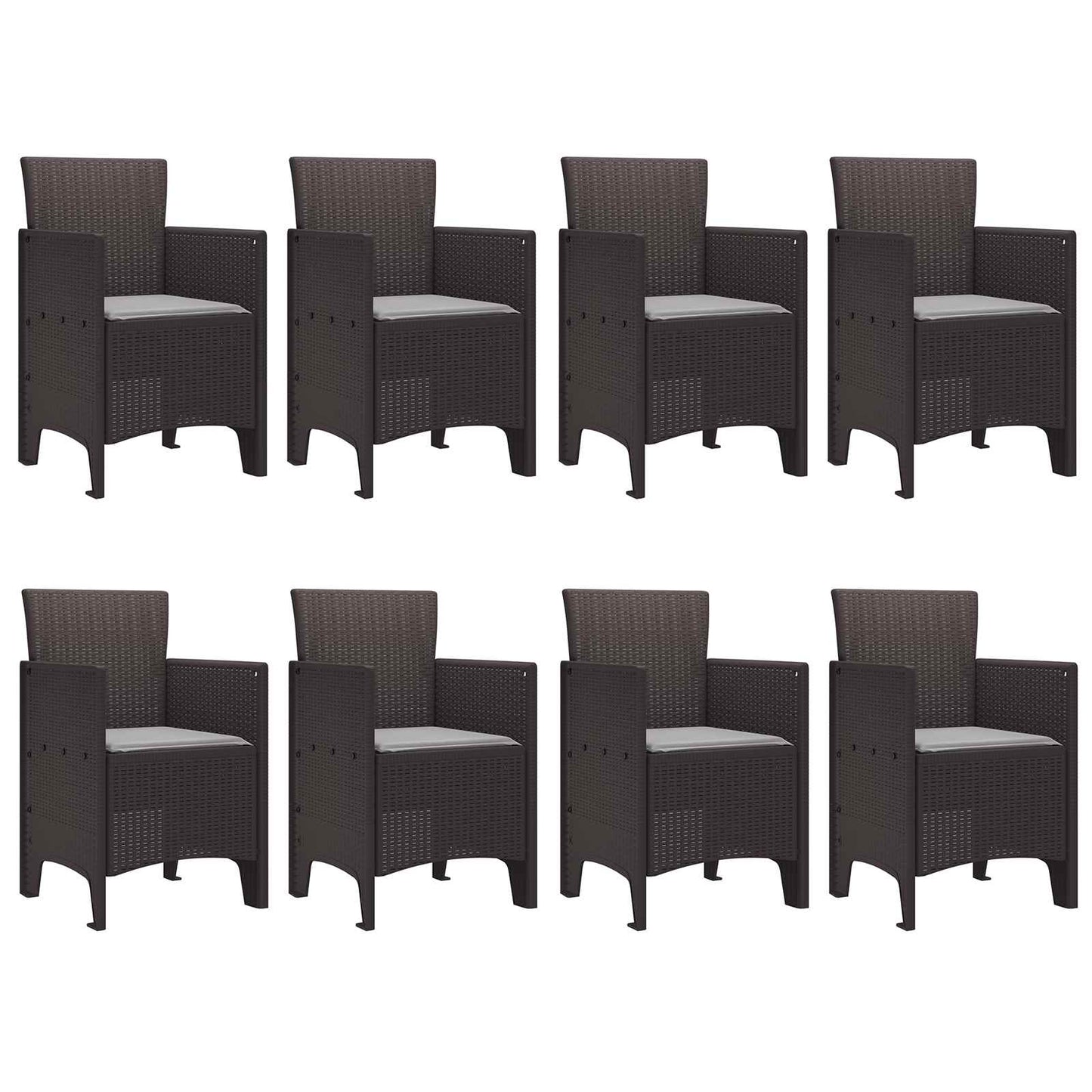 Set da Pranzo per Giardino 9 pcs Marrone Polipropilene