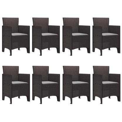 Set da Pranzo per Giardino 9 pcs Marrone Polipropilene