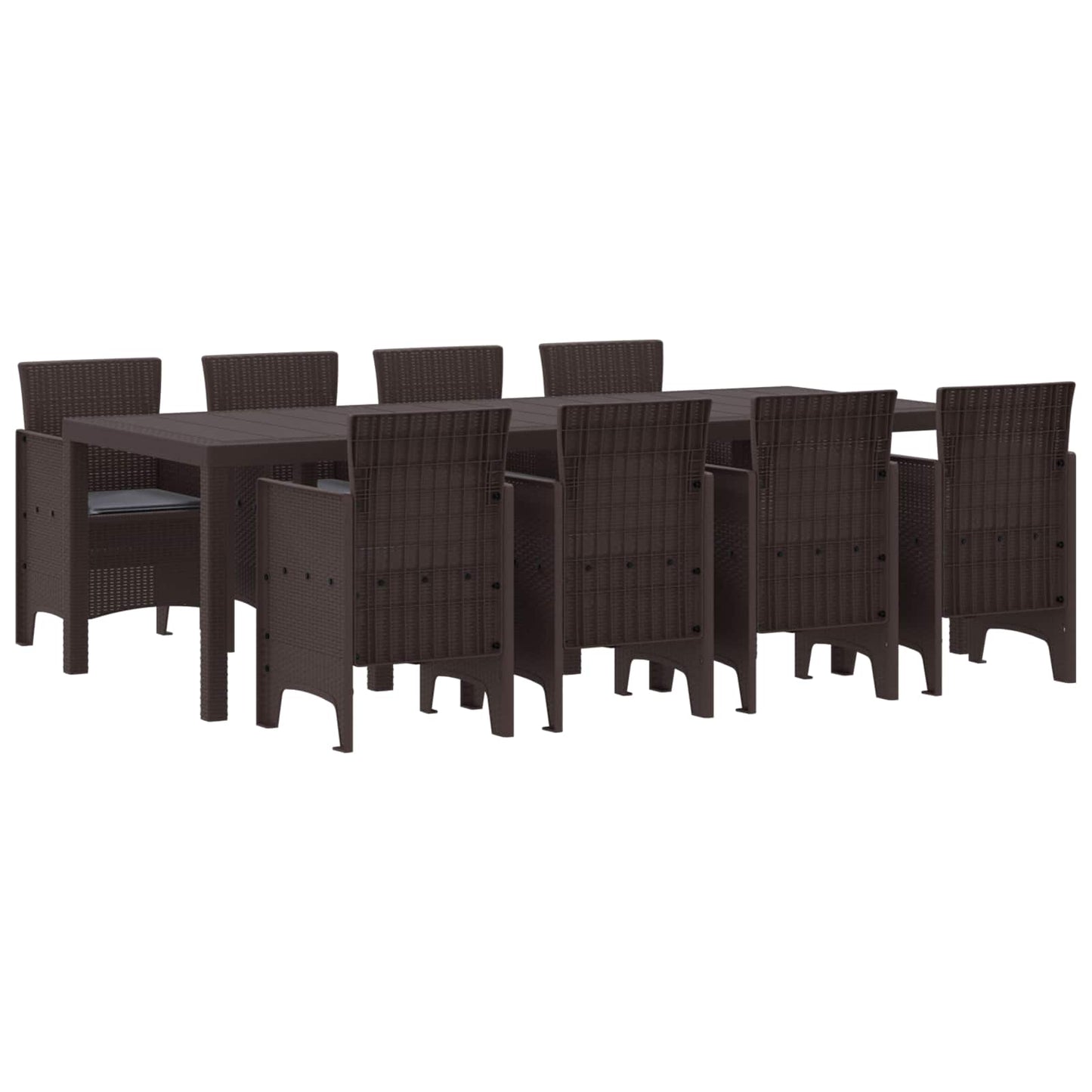 Set da Pranzo per Giardino 9 pcs Marrone Polipropilene