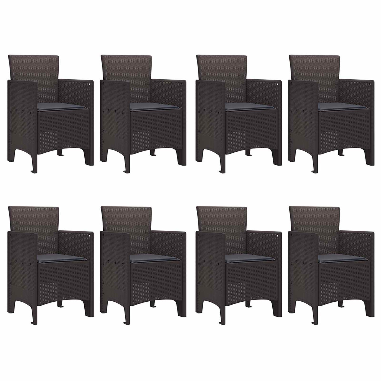 Set da Pranzo per Giardino 9 pcs Marrone Polipropilene
