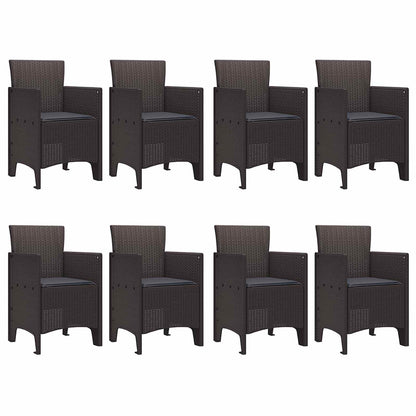 Set da Pranzo per Giardino 9 pcs Marrone Polipropilene