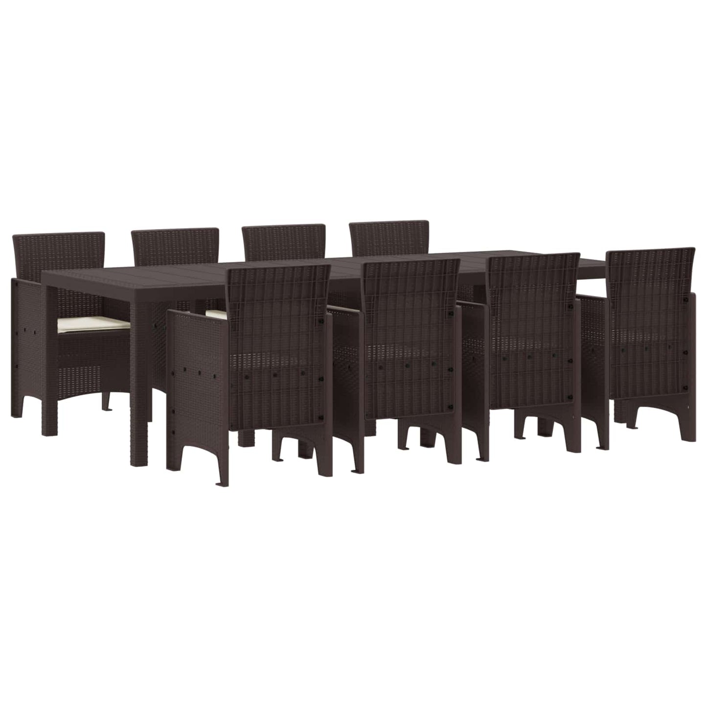 Set da Pranzo per Giardino 9 pcs Marrone Polipropilene