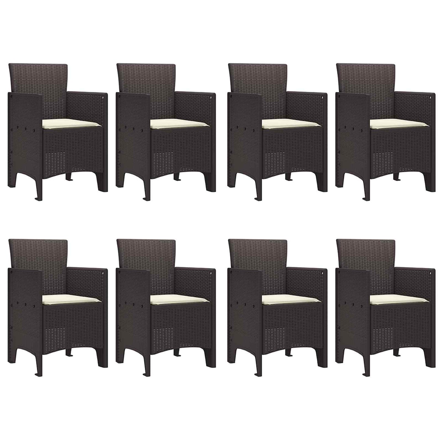 Set da Pranzo per Giardino 9 pcs Marrone Polipropilene