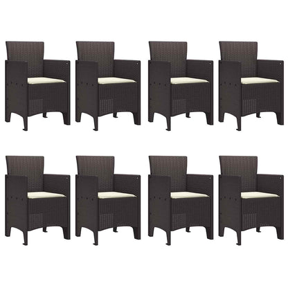 Set da Pranzo per Giardino 9 pcs Marrone Polipropilene