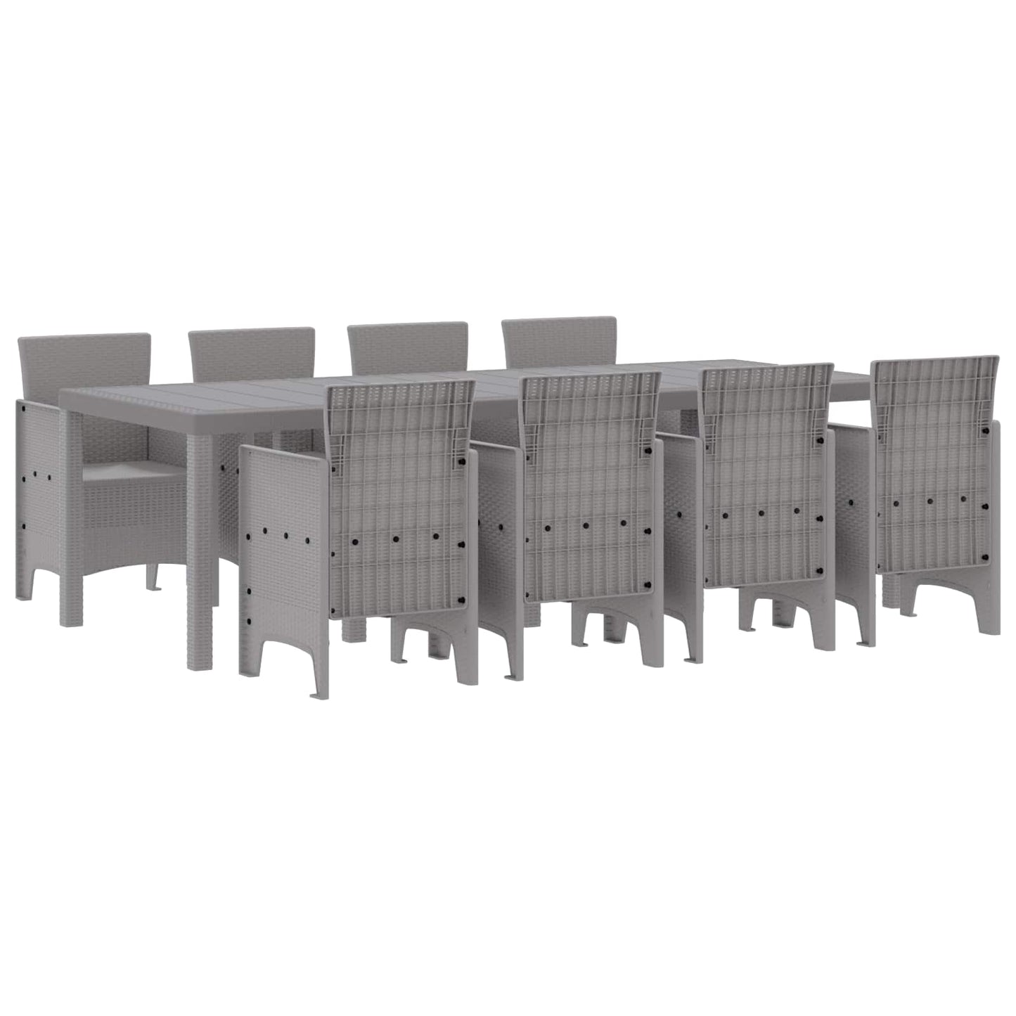 Set da Pranzo per Giardino 9 pcs Bianco Polipropilene
