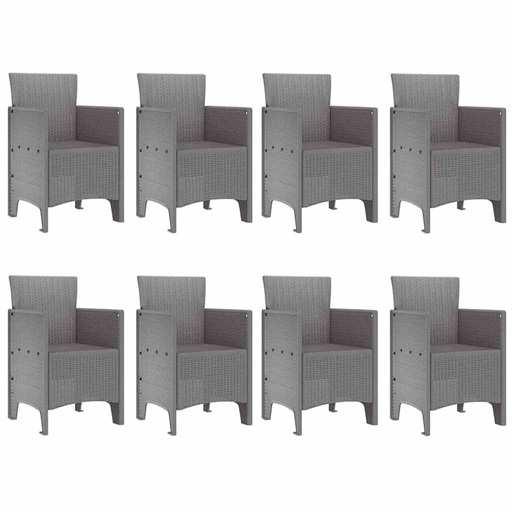 Set da Pranzo per Giardino 9 pcs Bianco Polipropilene