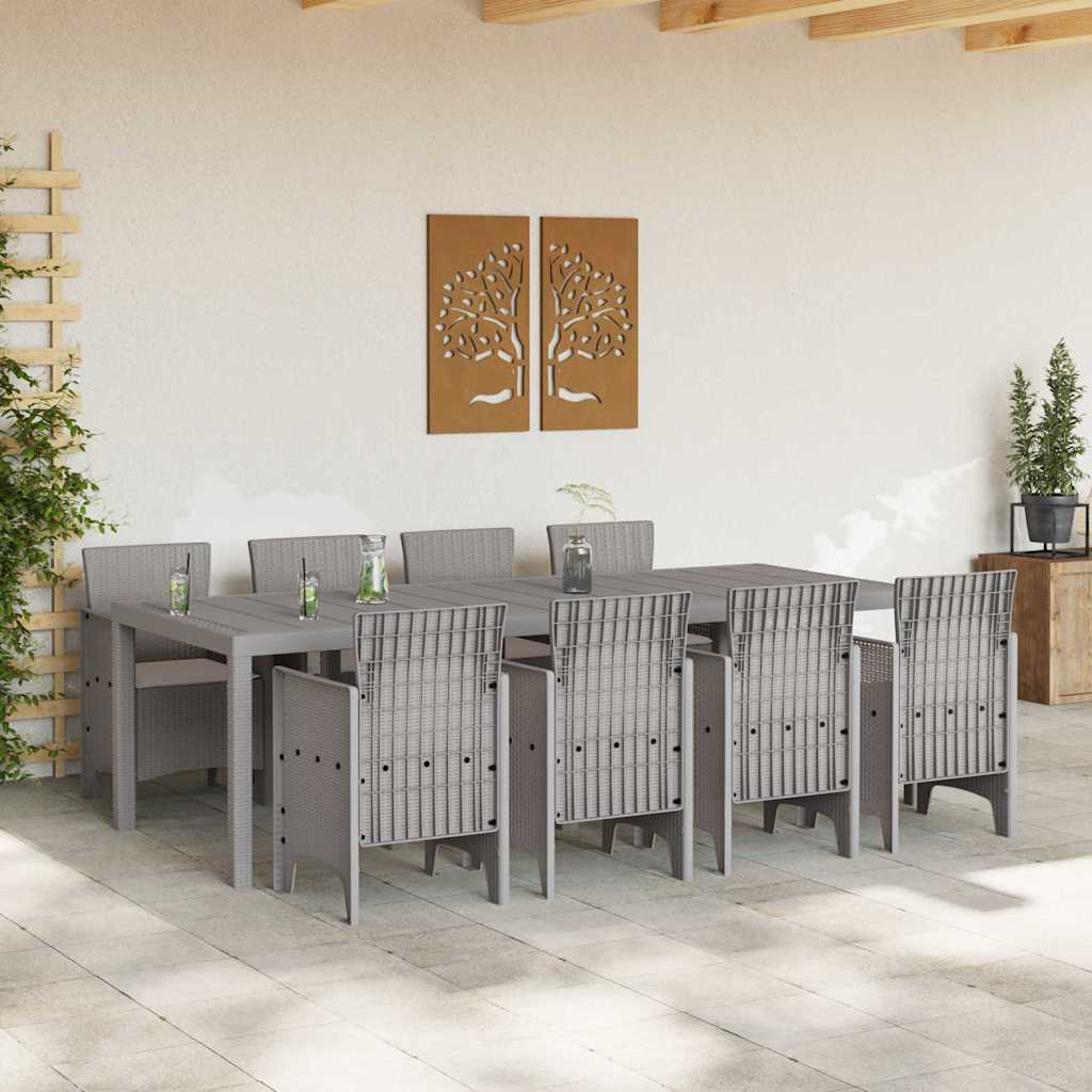 Set da Pranzo per Giardino 9 pcs Bianco Polipropilene