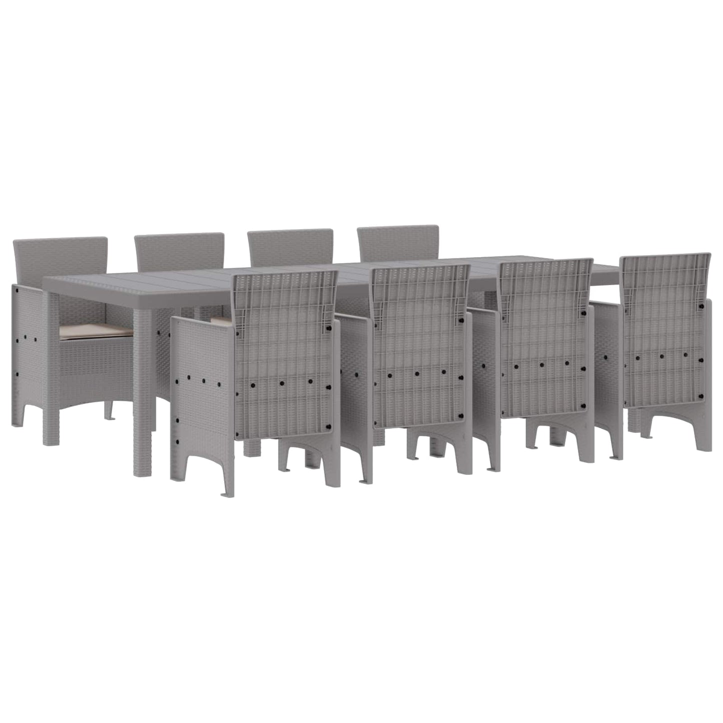 Set da Pranzo per Giardino 9 pcs Bianco Polipropilene