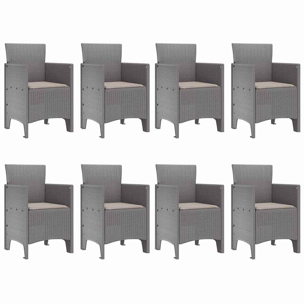 Set da Pranzo per Giardino 9 pcs Bianco Polipropilene
