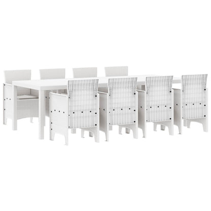 Set da Pranzo per Giardino 9 pcs Bianco Polipropilene