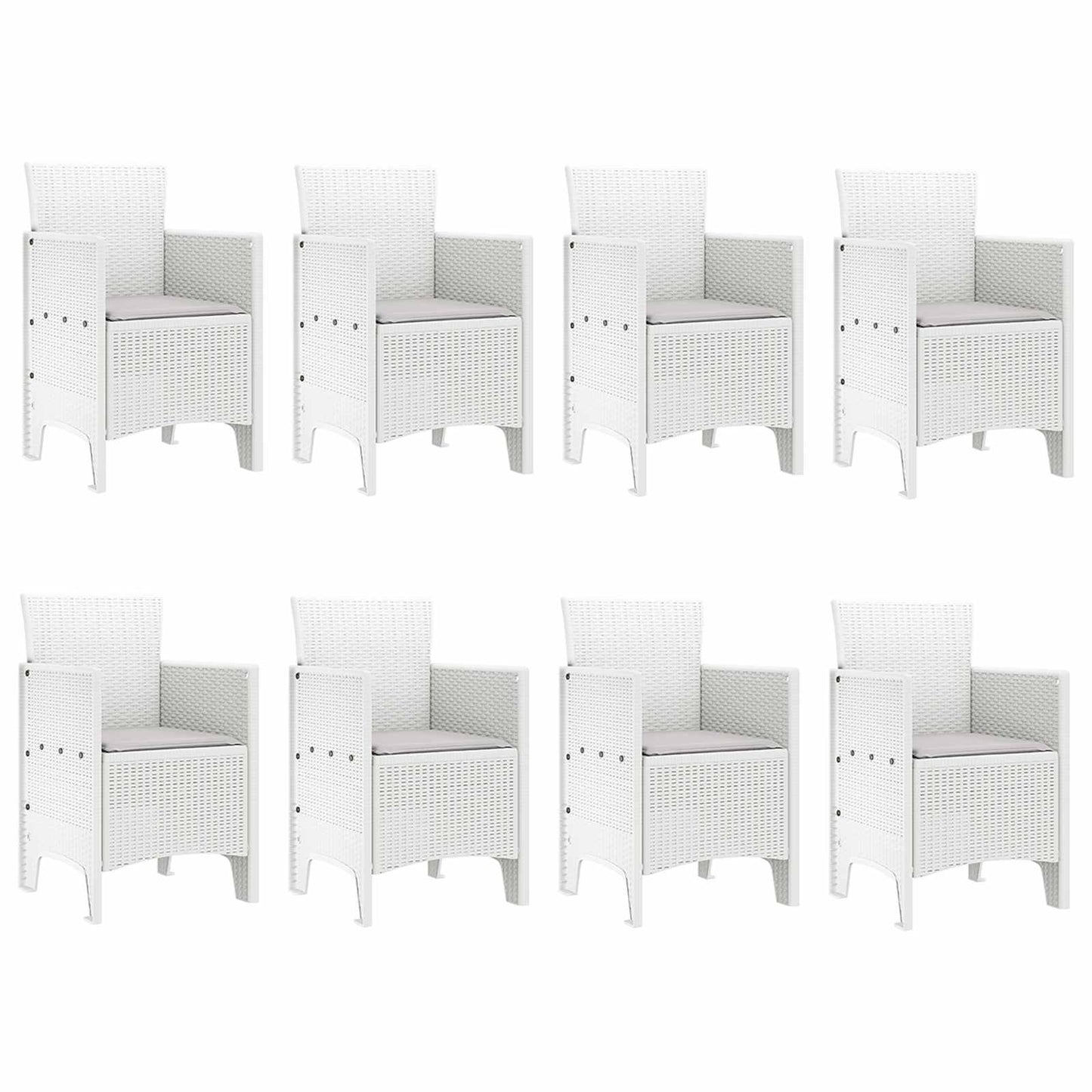 Set da Pranzo per Giardino 9 pcs Bianco Polipropilene