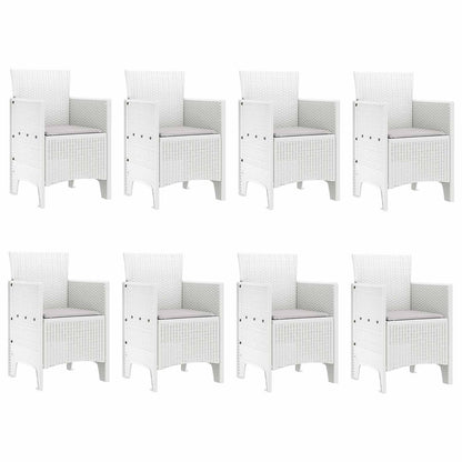 Set da Pranzo per Giardino 9 pcs Bianco Polipropilene