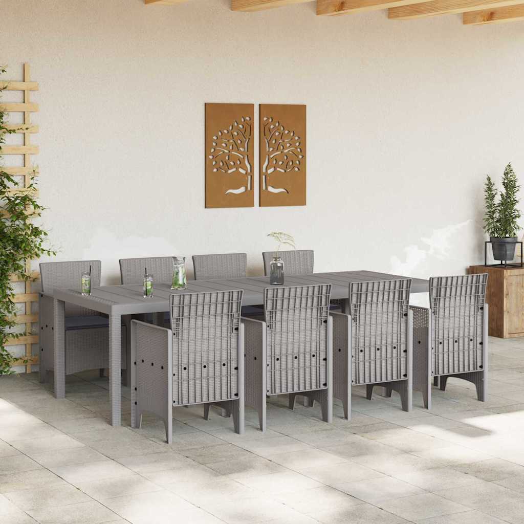 Set da Pranzo per Giardino 9 pcs Bianco Polipropilene