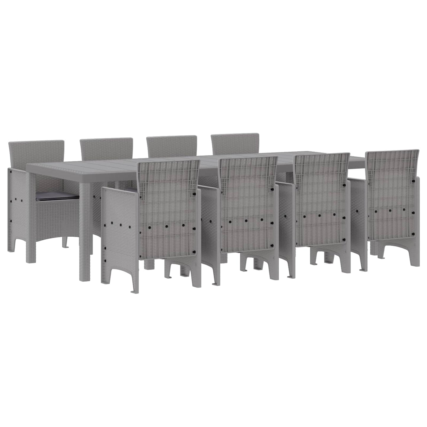 Set da Pranzo per Giardino 9 pcs Bianco Polipropilene