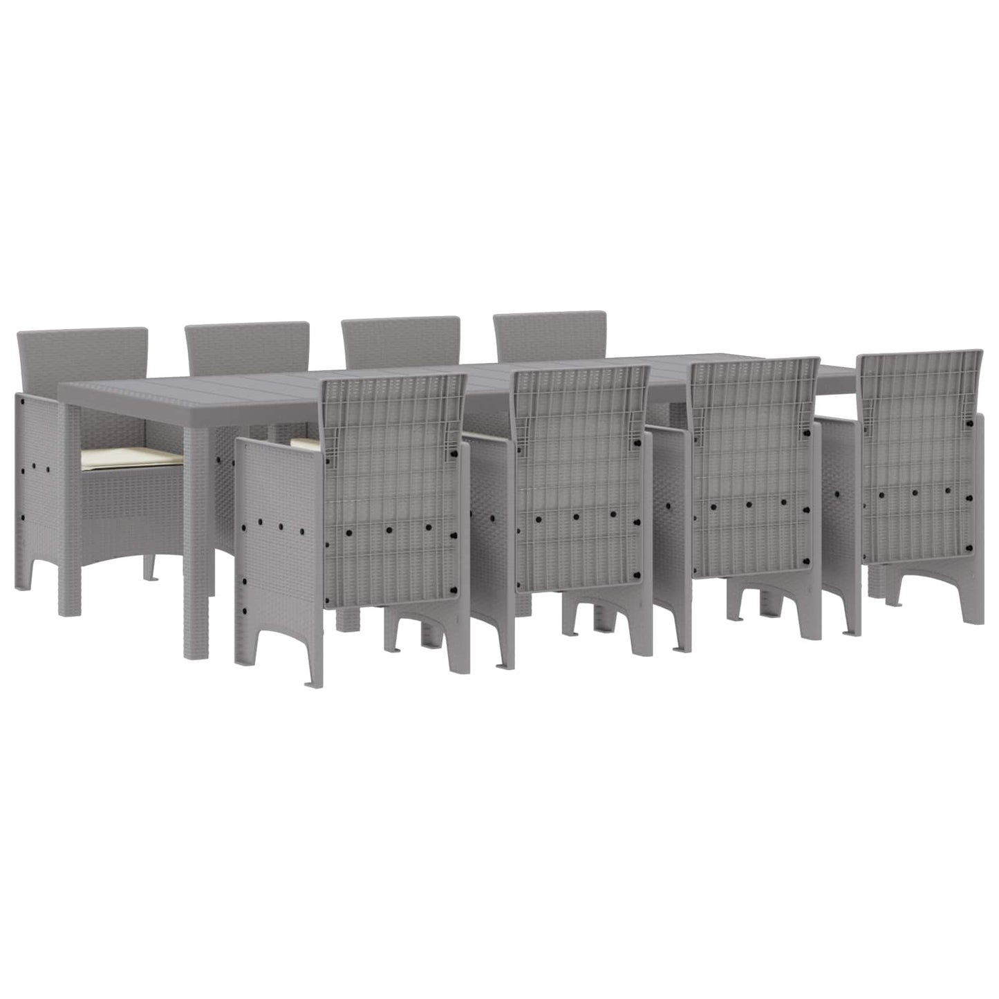 Set da Pranzo per Giardino 9 pcs Bianco Polipropilene