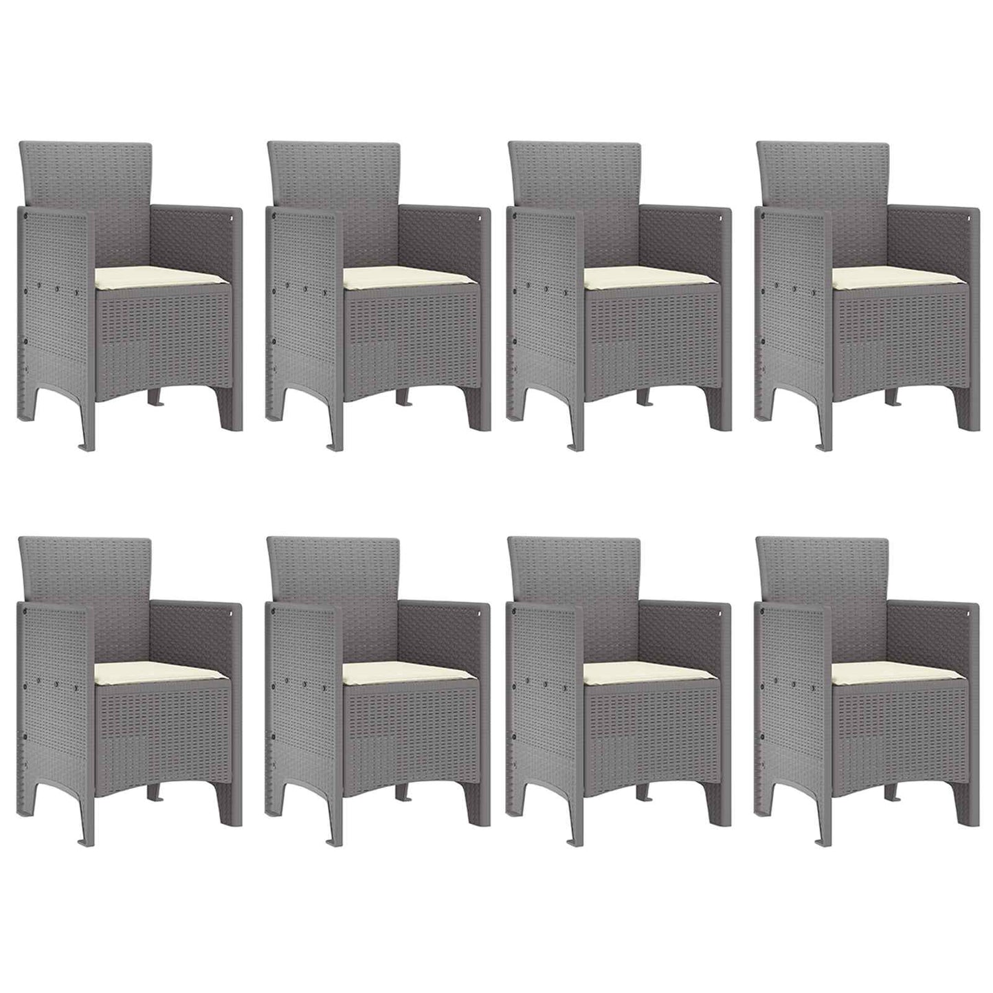Set da Pranzo per Giardino 9 pcs Bianco Polipropilene
