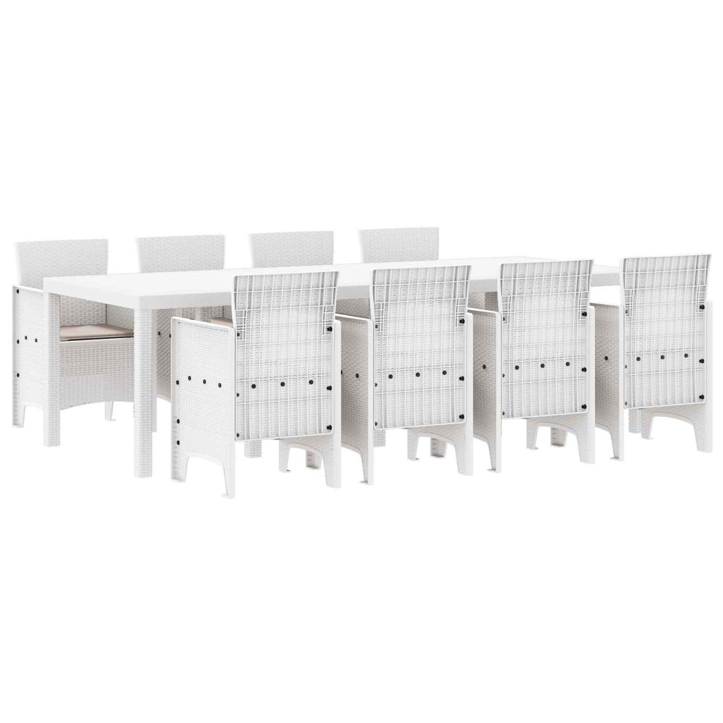 Set da Pranzo per Giardino 9 pcs Grigio chiaro Polipropilene