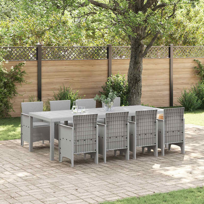 Set da Pranzo per Giardino 9 pcs Grigio chiaro Polipropilene