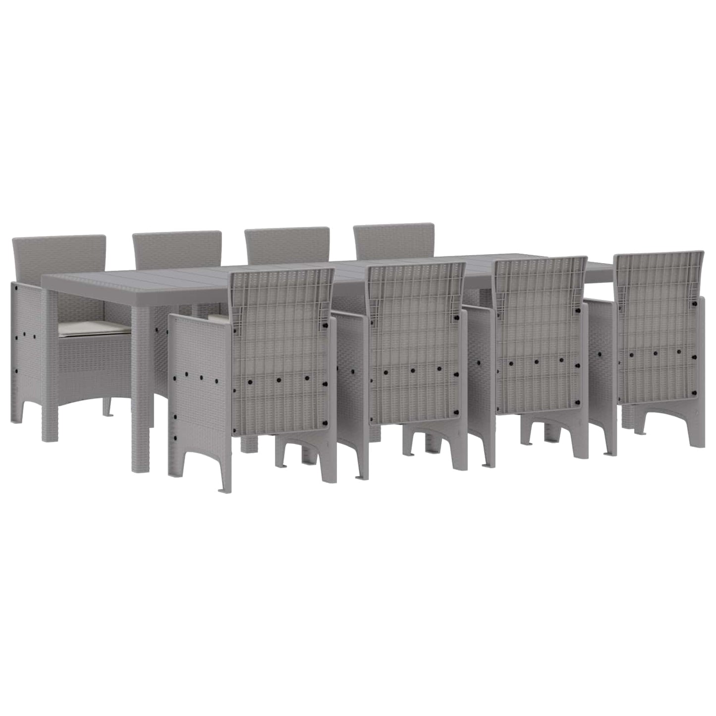 Set da Pranzo per Giardino 9 pcs Grigio chiaro Polipropilene