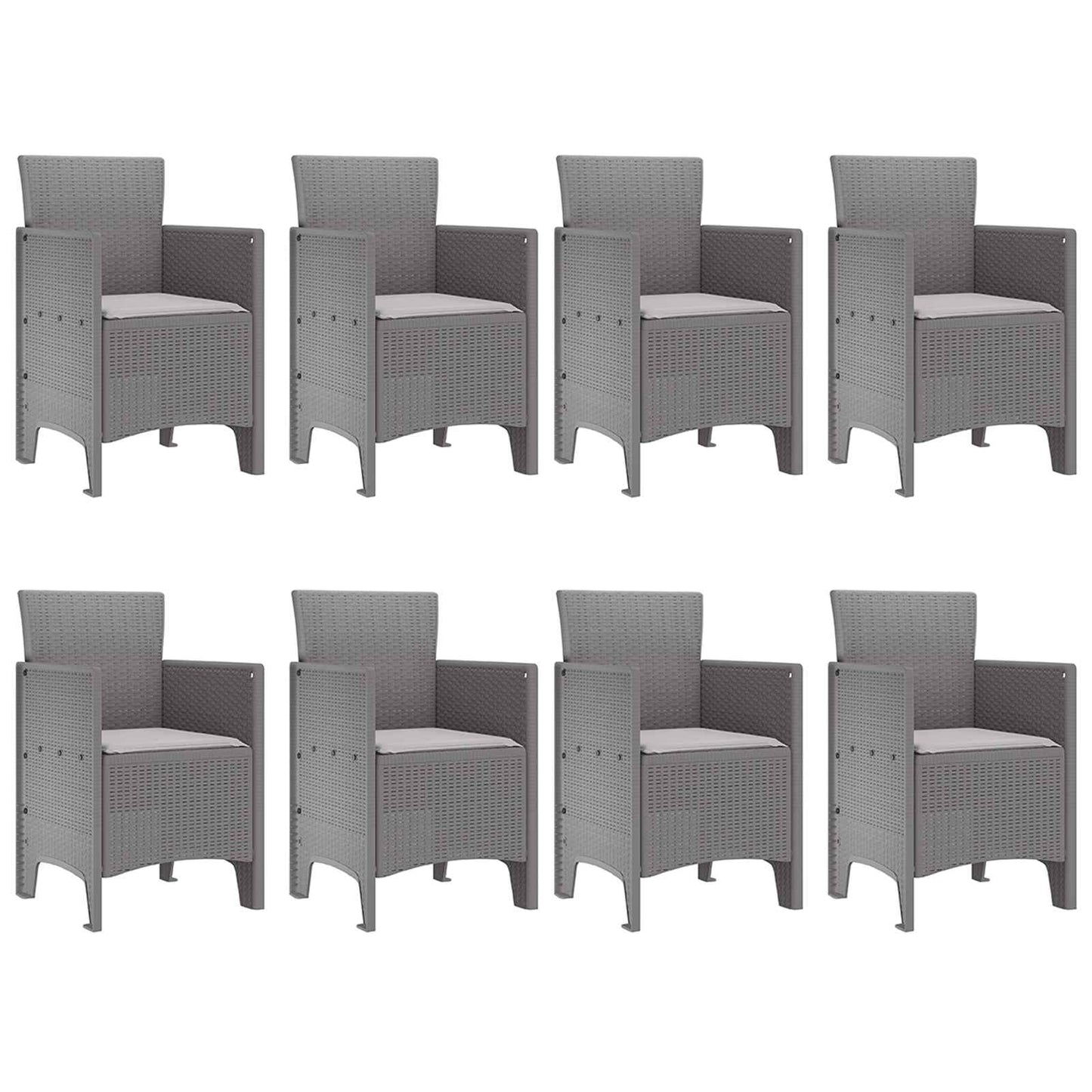 Set da Pranzo per Giardino 9 pcs Grigio chiaro Polipropilene
