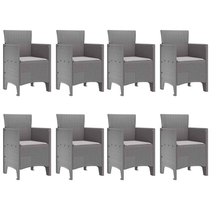 Set da Pranzo per Giardino 9 pcs Grigio chiaro Polipropilene