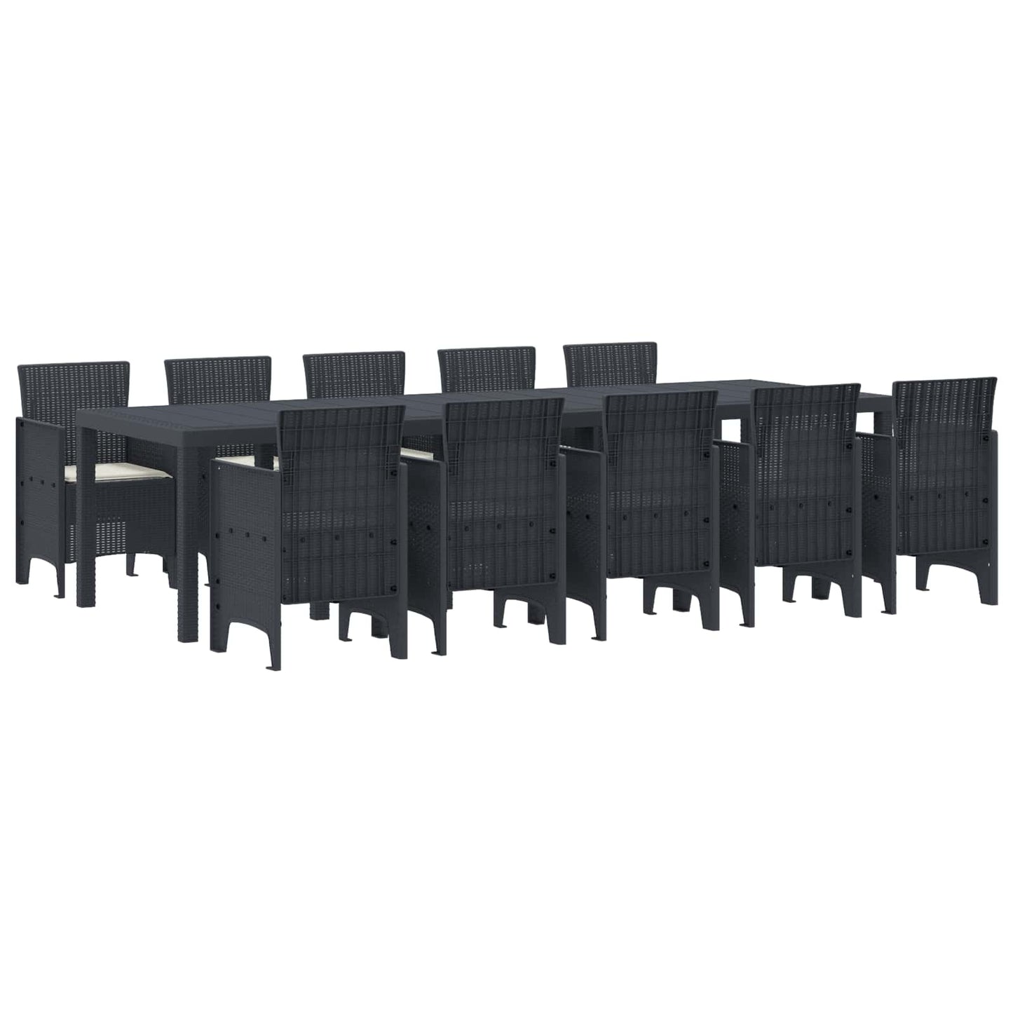 Set da Pranzo per Giardino con cuscino 11 pcs Antracite e crema