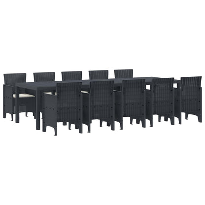 Set da Pranzo per Giardino con cuscino 11 pcs Antracite e crema