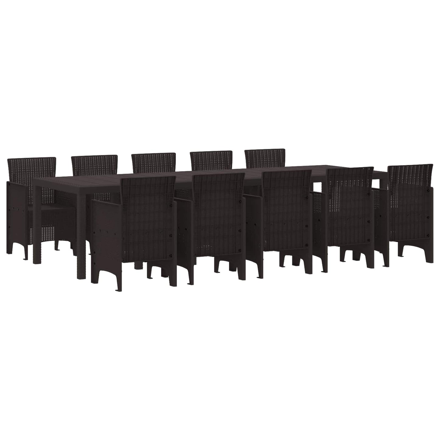 Set da Pranzo per Giardino con cuscino 11 pcs Marrone Rattan