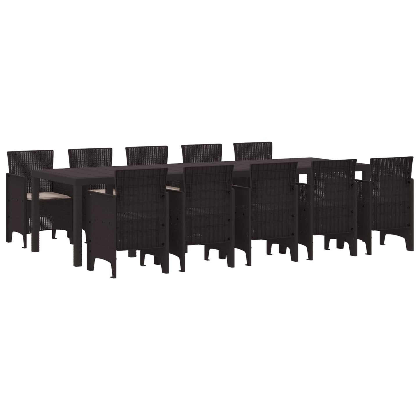 Set da Pranzo per Giardino 11 pcs Marrone e taupe Poly Rattan