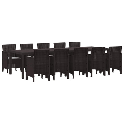 Set da Pranzo per Giardino 11 pcs Marrone e grigio chiaro