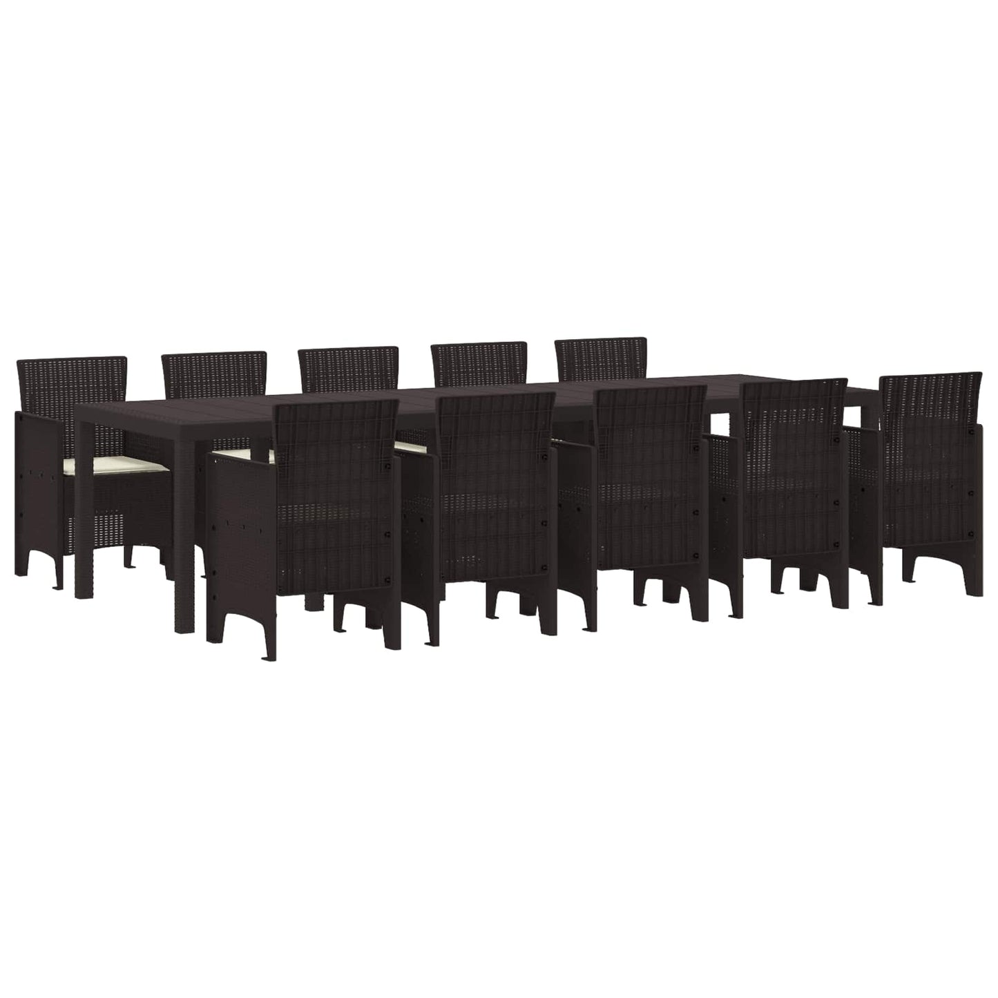 Set da Pranzo per Giardino 11 pcs Marrone e Crema Rattan