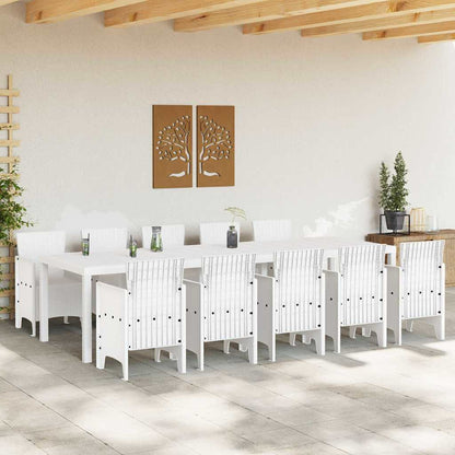 Set da Pranzo per Giardino 11 pcs Bianco Rattan e acciaio