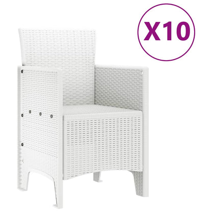 Set da Pranzo per Giardino 11 pcs Bianco Rattan e acciaio