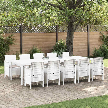 Set da Pranzo per Giardino con cuscino 11 pcs Bianco e Taupe