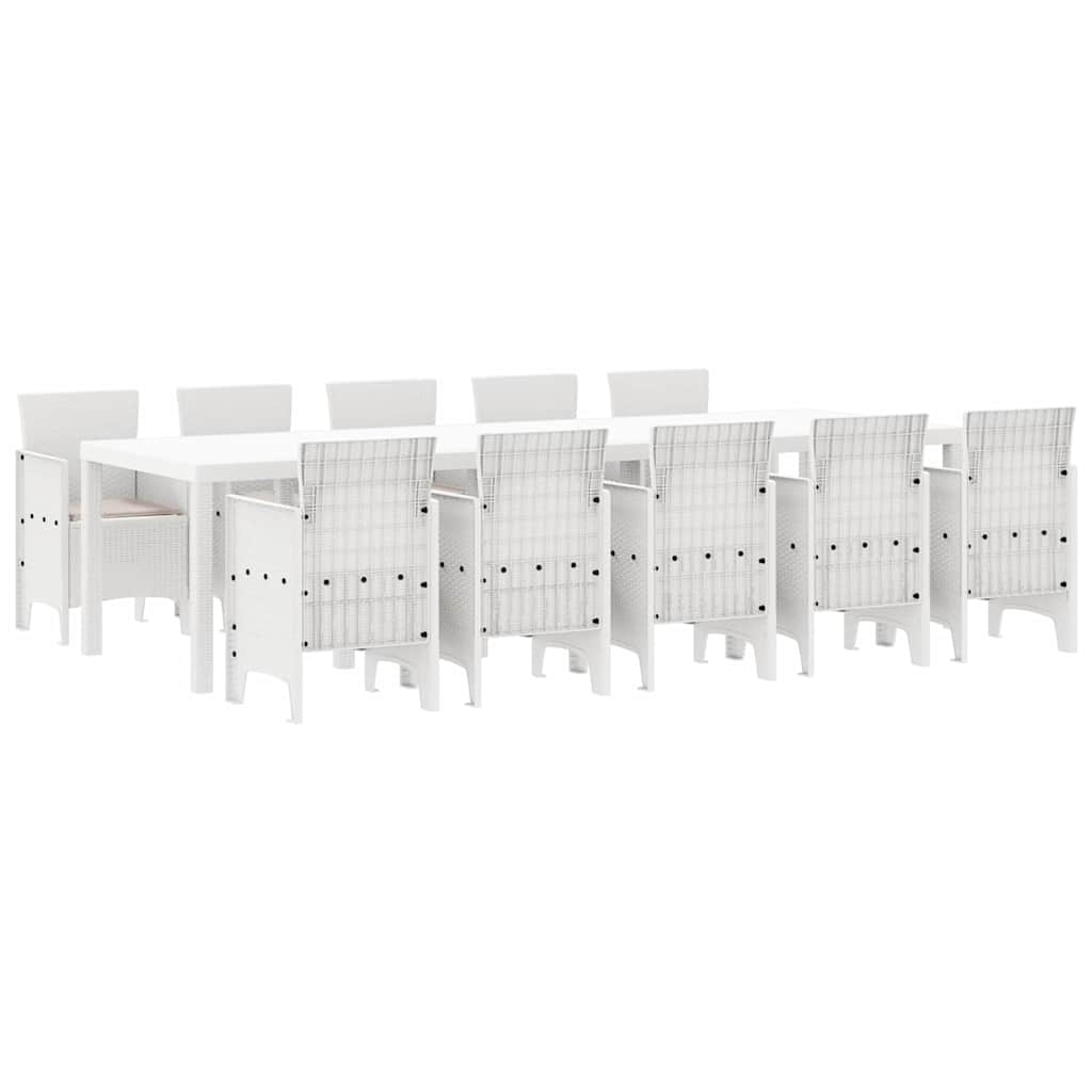 Set da Pranzo per Giardino con cuscino 11 pcs Bianco e Taupe