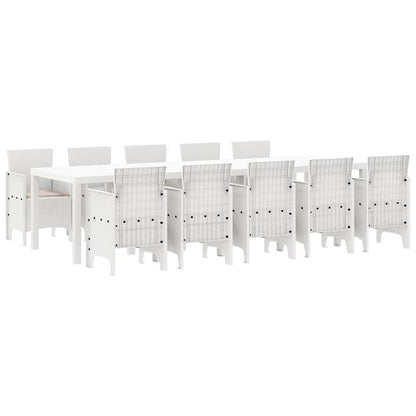 Set da Pranzo per Giardino con cuscino 11 pcs Bianco e Taupe