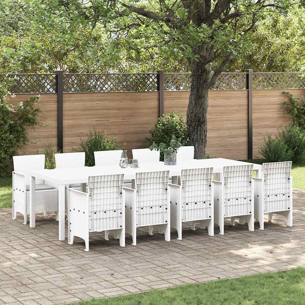 Set da Pranzo per Giardino 11 pcs Bianco e Grigio chiaro