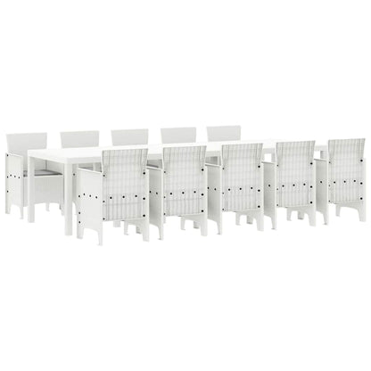 Set da Pranzo per Giardino 11 pcs Bianco e Grigio chiaro