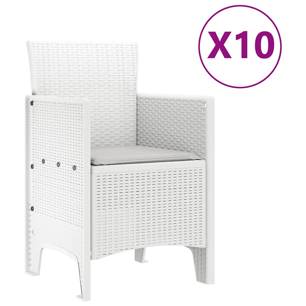Set da Pranzo per Giardino 11 pcs Bianco e Grigio chiaro