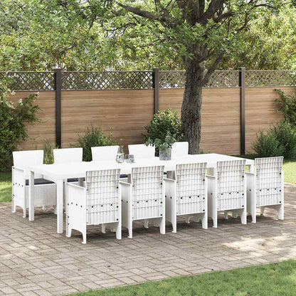 Set da Pranzo per Giardino con cuscino 11 pcs Bianco