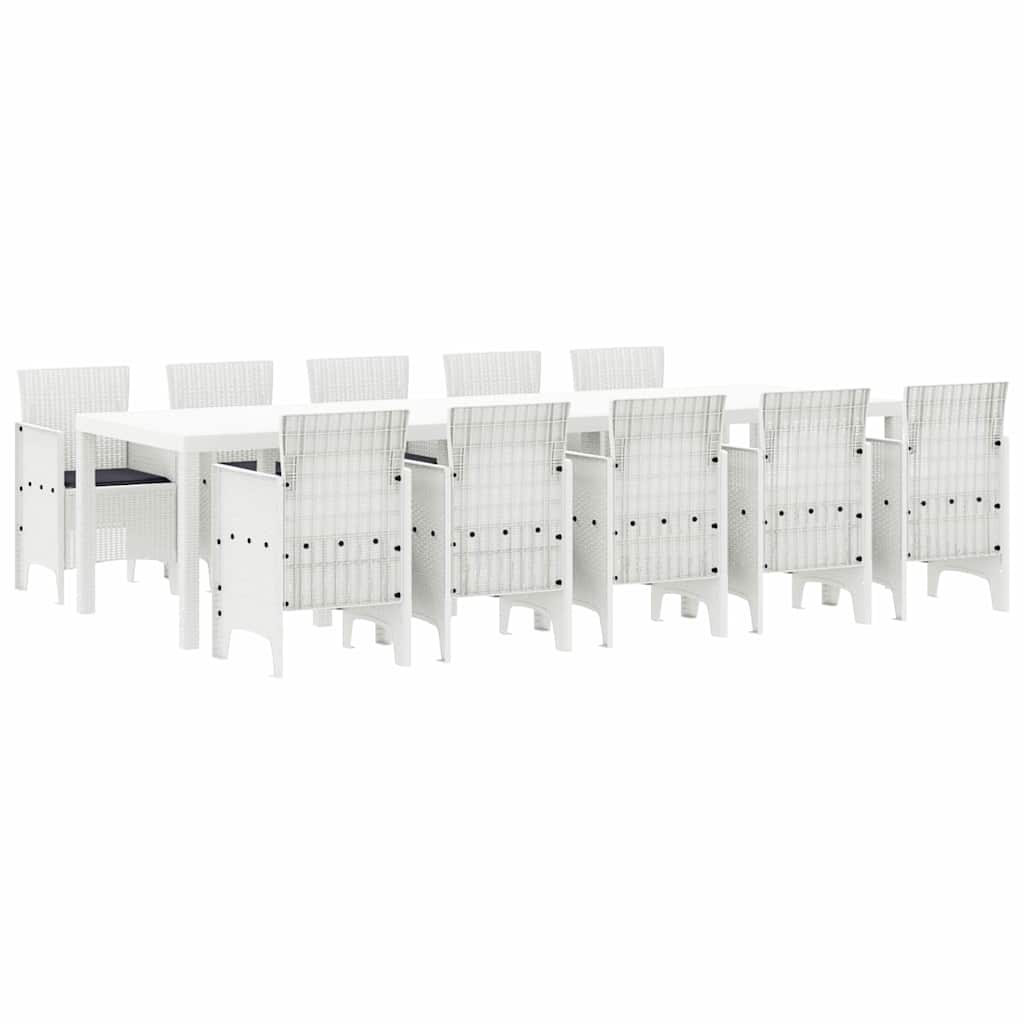 Set da Pranzo per Giardino con cuscino 11 pcs Bianco