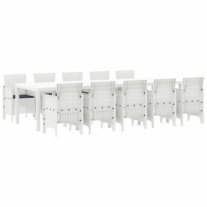 Set da Pranzo per Giardino con cuscino 11 pcs Bianco