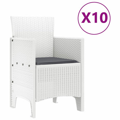 Set da Pranzo per Giardino con cuscino 11 pcs Bianco